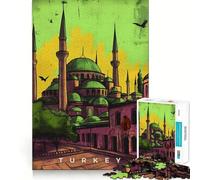 Rompecabezas de 1000 Piezas para Adultos Arte de Propaganda de Turquía, Piezas de Corte Limpio, Juego de Habilidad Mental, Momento de Calma, diversión, Escena navideña (38x52cm)