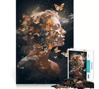 Rompecabezas de 1000 Piezas para Adultos Arte de Rostro de Mujer Mariposa,Piezas de Corte Limpio,Juego de Habilidad Mental,Momento de Calma,Divertido,Escena navideña (38x52cm)