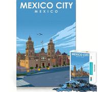 Rompecabezas de 1000 Piezas para Adultos Arte de Viaje a la Ciudad de México,Arte de Corte Fino,Juego de Habilidades de Pensamiento,Juego de Tiempo Tranquilo,Exhibición de Arte navideño (38x26cm)