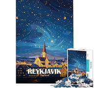 Rompecabezas de 1000 Piezas para Adultos Arte del Cielo Nocturno de Reikiavik Islandia Juego Educativo desafío Juguete Juego práctico decoración para el hogar Regalos de Amigo Invisible (38x52cm)