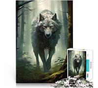 Rompecabezas de 1000 Piezas para Adultos Arte del Lobo Hecho de cartón para Mayores de 14 años Juegos relajantes Mejorar el Amor Entre Parejas tamaño:26x38cm/10.24x14.96pulgada