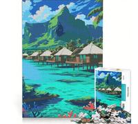 Rompecabezas de 1000 Piezas para Adultos Arte Digital de un Resort en una Isla Tropical Juego Imposible Ideal para Pasar el Tiempo en Vacaciones Regalo de cumpleaños o Regalo de Viaje 50x75cm