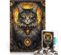 Rompecabezas de 1000 Piezas para Adultos Arte Kintsugi del Gato Negro Juego Educativo Familiar con póster a Juego y Hoja de Trivia 75x50cm