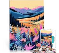 Rompecabezas de 1000 Piezas para Adultos Arte Minimalista de Flores de Pradera de montaña de Alaska Juego de ingenio Mejorar la Memoria 52x38cm