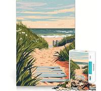 Rompecabezas de 1000 Piezas para Adultos,Arte Minimalista Playero,Arte de Corte preciso,Juguete Creativo,Juego para el Tiempo Libre, Relajante (50x75cm)