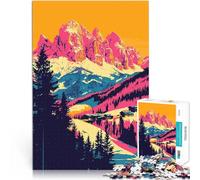 Rompecabezas de 1000 Piezas para Adultos Arte Minimalista Retro de los Alpes Italianos Regalos de Juegos desafiantes Mejorar la Memoria 75x50cm