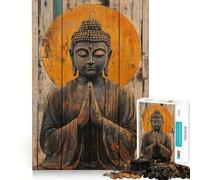 Rompecabezas de 1000 Piezas para Adultos,Arte Mural de meditación de Buda,artesanía de Bordes Finos,Juguete de Juego cognitivo,Juego Relajante,Arte Mural navideño (38x52cm)