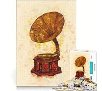Rompecabezas de 1000 Piezas para Adultos: Arte Musical, victrola, Juego Educativo, relajación Intelectual, Gran Regalo para los Amantes de los Juegos 38x26cm
