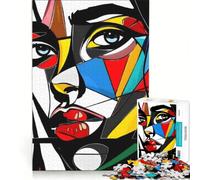 Rompecabezas de 1000 Piezas para Adultos, Arte Pop Abstracto, Rostro, Labios Rojos, Juego Imposible, desafío difícil, fortalece el Amor Entre Parejas 38x26cm