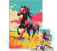 Rompecabezas de 1000 Piezas para Adultos Arte Pop de Caballos Corriendo Coloridos para divertirse en Familia Mejorar la Memoria 52x38cm