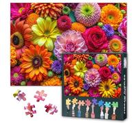 Rompecabezas de 1000 piezas para adultos, arte vibrante de ramo floral, colorido primer plano botánico, decoración de pared de jardín floreciente, rompecabezas desafiante para decoración del hogar