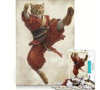 Rompecabezas de 1000 Piezas para Adultos Artes Marciales Kung Fu Gato Shaolin Decoración de Pared Diversión en casa Fomenta el Amor en Pareja 38x52cm