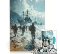 Rompecabezas de 1000 Piezas para Adultos Asalto de Tropas de Buques de Guerra Juego Educativo Carrera de Velocidad Manual Regalo de cumpleaños Regalos de Viaje 50x75cm