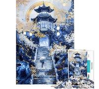 Rompecabezas de 1000 Piezas para Adultos Ascenso al Templo Iluminado por la Luna Rompecabezas para Adultos Juguetes de Bricolaje Desafío difícil Difícil y desafiante (tamaño 38x52cm)