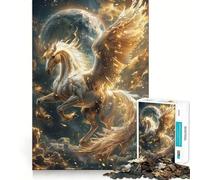 Rompecabezas de 1000 Piezas para Adultos Ascenso de Pegaso Celestial,Juego de Corte sin Costuras,Juguete para Resolver Problemas,Juego Casual,Escena navideña (38x26cm)