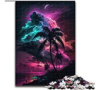Rompecabezas de 1000 Piezas para Adultos: AstroIsland con Nubes Tropicales Fabricado en cartón Ideal para decoración del hogar, cumpleaños, Fiestas y Regalos 1000 Piezas(26x38cm)