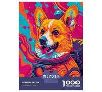 Rompecabezas De 1000 Piezas para Adultos Astronaut Corgi Space Rompecabezas para Adultos Juguetes Antiestrés Patrón De Ensamblaje Cumpleaños 52x38cm/1000pcs