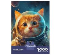 Rompecabezas De 1000 Piezas para Adultos Astronaut Cute Cartoon Cat Rompecabezas Juego De Ingenio Carrera De Velocidad De Manos Interacción Entre Padres E Hijos 52x38cm/1000pcs