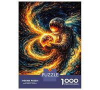 Rompecabezas De 1000 Piezas para Adultos Astronaut Holding A Fiery Planet Rompecabezas para Adultos Juego De Ingenio Desafío Educativo Difícil 70x50cm/1000pcs