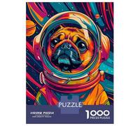 Rompecabezas De 1000 Piezas para Adultos Astronaut Pug Space Animal Rompecabezas para Adultos Juegos De Relajación Regalos para Mujeres Desafío Educativo 38x26cm/1000pcs