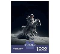 Rompecabezas De 1000 Piezas para Adultos Astronaut Riding A Horse on Moon Rompecabezas para Adultos Juegos Relajantes Desafío Difícil Reducción del Estrés Regalos 52x38cm/1000pcs