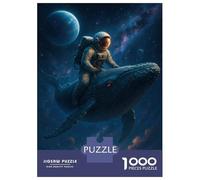 Rompecabezas De 1000 Piezas para Adultos Astronaut Riding A Whale in Space Rompecabezas De Juguete Decoración De Pared Una Obra De Arte Cumpleaños Y Navidad 38x26cm/1000pcs