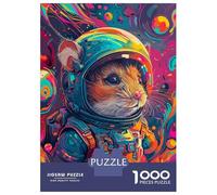 Rompecabezas De 1000 Piezas para Adultos Astronaut Space Hamster Rompecabezas para Adultos Juego De Ingenio Corte De Precisión Desafiante De Completar 38x26cm/1000pcs