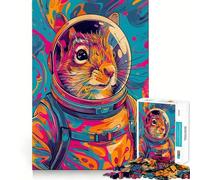 Rompecabezas de 1000 Piezas para Adultos Astronauta,Ardilla,Espacio,Arte,Desafío Mental,Diversión,Tiempo de Descanso,Juego,Regalo de Cumpleaños para la Mente (50x75cm)