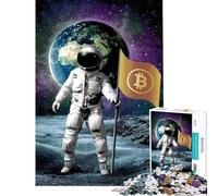 Rompecabezas de 1000 Piezas para Adultos Astronauta Bitcoin en el Espacio Rompecabezas para Adultos Juego de ingenio Carrera de Velocidad Regalo de cumpleaños (tamaño 50x75cm)
