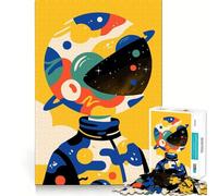 Rompecabezas de 1000 Piezas para Adultos Astronauta con Cabeza de Galaxia,Arte Minimalista,Ajuste, desafío Mental,diversión,Tiempo de Descanso,Juego,Regalo de cumpleaños para la Mente 50x75cm
