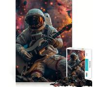 Rompecabezas de 1000 Piezas para Adultos Astronauta con Guitarra,Ajuste, Arte,desafío Mental,diversión,Tiempo de Descanso,Juego,Regalo de cumpleaños para la Mente (38x26cm)