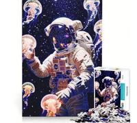 Rompecabezas de 1000 Piezas para Adultos: Astronauta con Medusas Luminosas Juegos Divertidos para la interacción Entre Padres e Hijos Regalo Ideal para quienes Buscan un desafío 38x26cm