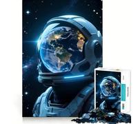 Rompecabezas de 1000 Piezas para Adultos Astronauta con Reflejo de la Tierra Arte de Ajuste Desafío Mental Diversión para Relajarse Regalo Ideal para cumpleaños (38x52cm)