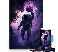 Rompecabezas de 1000 Piezas para Adultos Astronauta con una Flor Diseño de Corte preciso Divertido Juego Mental Regalo Ideal para Relajarse y Pasar un Buen rato Regalo de cumpleaños (38x52cm)