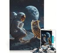 Rompecabezas de 1000 Piezas para Adultos: Astronauta Conoce al búho cósmico, Juguete Educativo, para Relajarse intelectualmente, colección de Artistas, Bellas Artes 38x52cm