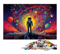 Rompecabezas de 1000 Piezas para Adultos,Astronauta de pie sobre una Galaxia Colorida,Rompecabezas para Adultos,Juego de ingenio para Adolescentes, Fiestas,50x75cm