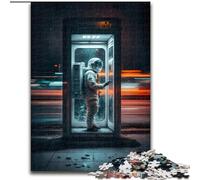 Rompecabezas de 1000 Piezas para Adultos Astronauta en Cabina telefónica Rompecabezas tamaño 50x75cm Regalo Ideal para Adolescentes, Parejas y Amigos para cumpleaños, Navidad
