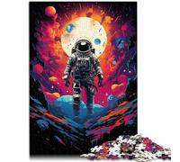 Rompecabezas de 1000 piezas para adultos, astronauta en colorido planeta, juego intelectual de 14.95 x 20.47 pulgadas, análisis y lógica, adecuado para adolescentes de 14 años en adelante