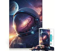 Rompecabezas de 1000 Piezas para Adultos Astronauta en el Espacio con Reflejo de Galaxia Bordes Finos Juego Divertido para Pensar y Relajarse Regalo Ideal para cumpleaños o como pasatiempo (50x75cm)