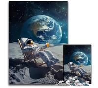 Rompecabezas de 1000 Piezas para Adultos, Astronauta en la Luna, Rompecabezas de Madera con Juego Interactivo Familiar, Regalo Ideal para Mayores de 14 años, 50x75cm