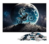 Rompecabezas de 1000 Piezas para Adultos Astronauta en Moto Juego Familiar antiestrés desafío difícil (38 x 26 cm)