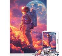 Rompecabezas de 1000 Piezas para Adultos Astronauta en Nubes de Fuego decoración del hogar Juguetes Ideas de Regalos Juego Familiar con Piezas de Formas aleatorias Totalmente entrelazadas 38x26cm