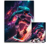 Rompecabezas de 1000 Piezas para Adultos, Astronauta en patineta, Rompecabezas de Madera, Rompecabezas y decoración del hogar, Fiestas, 50x75cm/19,68x29,52 Pulgadas