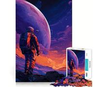 Rompecabezas de 1000 Piezas para Adultos Astronauta en Planeta alienígena,Arte Digital,Ajuste, desafío Mental,diversión,Tiempo de Descanso,Juego,Regalo de cumpleaños para la Mente (50x75cm)
