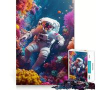 Rompecabezas de 1000 piezas para adultos Astronauta en un arrecife de coral Decoración de corte preciso Juguete para estimular la mente Ideal para jugar en el tiempo libre Regalo de cumpleaños 50x75cm