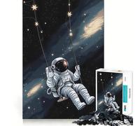 Rompecabezas de 1000 Piezas para Adultos Astronauta en un Columpio Arte de Corte preciso Juego para desarrollar la Mente Diversión y Entretenimiento Regalo de cumpleaños (50x75cm)