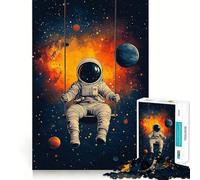 Rompecabezas de 1000 Piezas para Adultos Astronauta en un Columpio en el Espacio Diseño de Corte preciso Divertido Juego Mental Regalo Ideal para Relajarse y divertirse Regalo de cumpleaños (38x52cm)