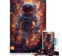 Rompecabezas de 1000 Piezas para Adultos Astronauta en un jardín Espacial Floral Arte de Ajuste Desafío Mental Diversión para Relajarse Regalo Ideal para cumpleaños (38x26cm)