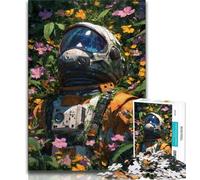 Rompecabezas de 1000 Piezas para Adultos: Astronauta Entre Flores Divertida Actividad para el hogar, Ideal para días de Lluvia, Regalo de cumpleaños (75x50cm)
