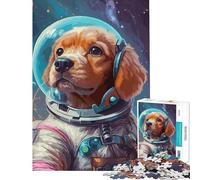 Rompecabezas de 1000 Piezas para Adultos Astronauta Espacio Perro Corgi Juguete Juego Intelectual Juego de ingenio Análisis y lógica Excelentes Regalos y Juguetes (Tamaño 38x26cm)